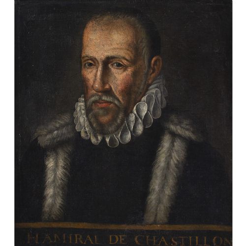 LATE 16THCENTURY DUTCH SCHOOL PORTRAIT OF GASPARD DE COLIGNY ADMIRAL OF FRANCE ANTIQUE OIL PAINTING - ADDITIONAL PHOTO 1