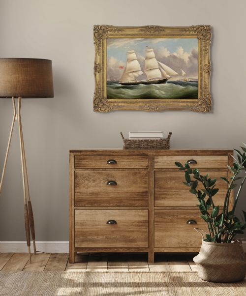 RICHARD BALL SPENCER THE BRIG ERA OFF DOVER ANTIQUE OIL PAINTING - ADDITIONAL PHOTO 1