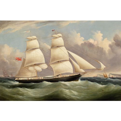 RICHARD BALL SPENCER THE BRIG ERA OFF DOVER ANTIQUE OIL PAINTING - ADDITIONAL PHOTO 2