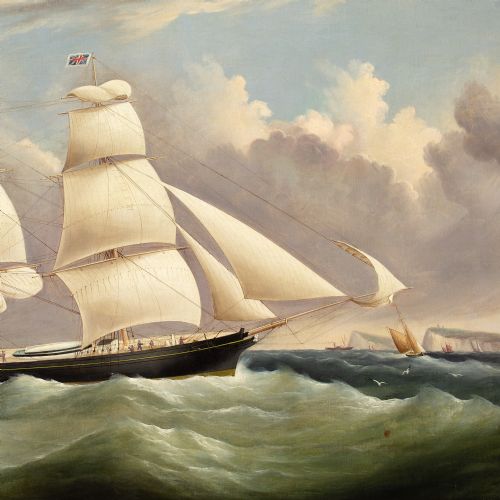 RICHARD BALL SPENCER THE BRIG ERA OFF DOVER ANTIQUE OIL PAINTING - ADDITIONAL PHOTO 5