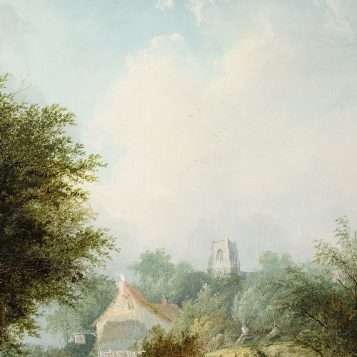 EDWARD CHARLES WILLIAMS THE TRAVELLER'S HALT ANTIQUE OIL PAINTING - ADDITIONAL PHOTO 6