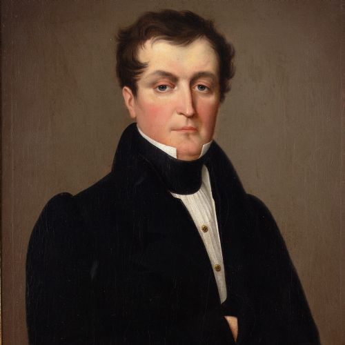 19THCENTURY ENGLISH SCHOOL PORTRAIT OF A GENTLEMAN ANTIQUE OIL PAINTING - ADDITIONAL PHOTO 1