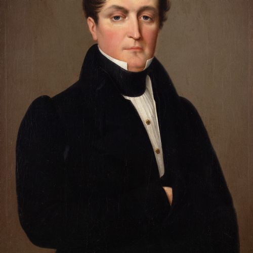 19THCENTURY ENGLISH SCHOOL PORTRAIT OF A GENTLEMAN ANTIQUE OIL PAINTING - ADDITIONAL PHOTO 3