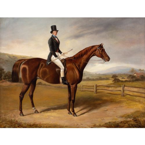 ROBERT RICHARD SCANLAN PORTRAIT OF A GENTLEMAN ON A BAY HUNTER ANTIQUE OIL PAINTING - ADDITIONAL PHOTO 1