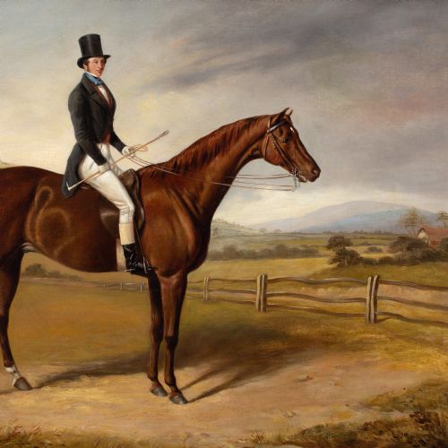 ROBERT RICHARD SCANLAN PORTRAIT OF A GENTLEMAN ON A BAY HUNTER ANTIQUE OIL PAINTING - ADDITIONAL PHOTO 5