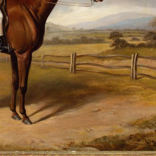 ROBERT RICHARD SCANLAN PORTRAIT OF A GENTLEMAN ON A BAY HUNTER ANTIQUE OIL PAINTING - ADDITIONAL PHOTO 7