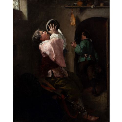 WILLIAM JOHN WAINWRIGHT RWS RBA THE DRUNKARD ANTIQUE OIL PAINTING - ADDITIONAL PHOTO 1