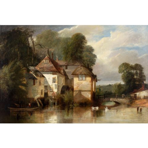 JAMES BAKER PYNE ARUNDEL MILL ANTIQUE OIL PAINTING - ADDITIONAL PHOTO 3