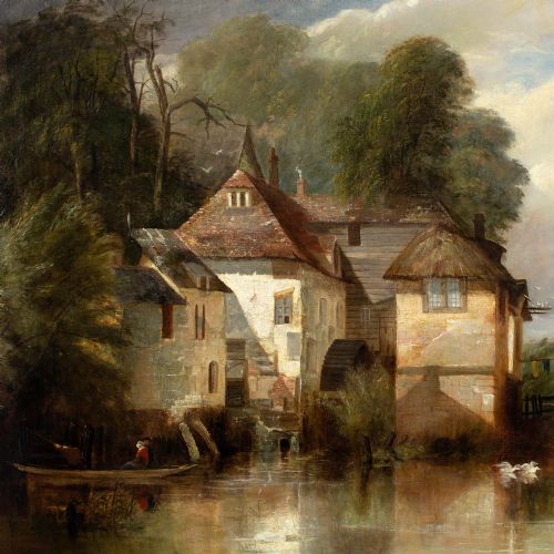JAMES BAKER PYNE ARUNDEL MILL ANTIQUE OIL PAINTING - ADDITIONAL PHOTO 4