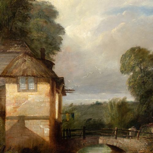 JAMES BAKER PYNE ARUNDEL MILL ANTIQUE OIL PAINTING - ADDITIONAL PHOTO 7