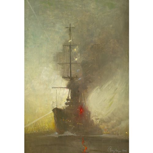 HARRY KLUGE THE NIELS JUEL IN FOG ANTIQUE OIL PAINTING - ADDITIONAL PHOTO 2