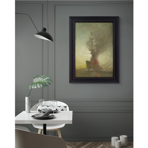 HARRY KLUGE THE NIELS JUEL IN FOG ANTIQUE OIL PAINTING - ADDITIONAL PHOTO 3