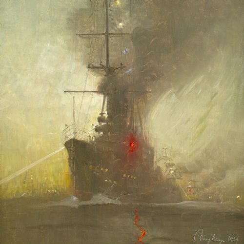 HARRY KLUGE THE NIELS JUEL IN FOG ANTIQUE OIL PAINTING - ADDITIONAL PHOTO 5