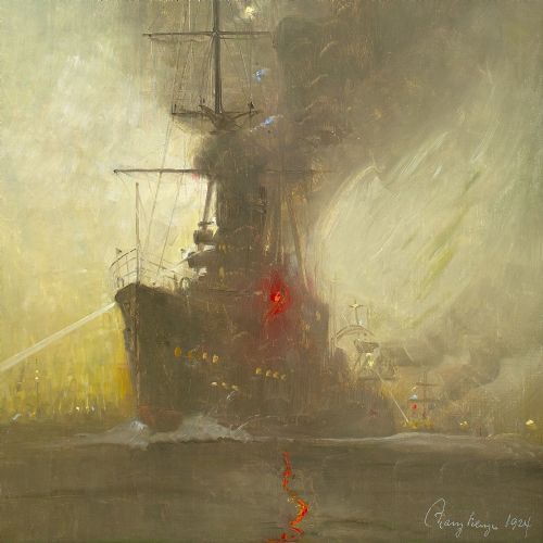 HARRY KLUGE THE NIELS JUEL IN FOG ANTIQUE OIL PAINTING - ADDITIONAL PHOTO 8