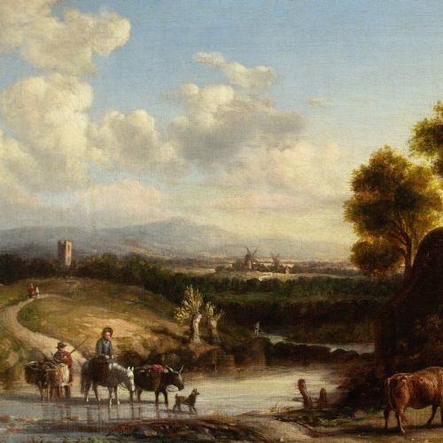 19THCENTURY ENGLISH SCHOOL LANDSCAPE WITH CATTLE CROSSING A FORD - ADDITIONAL PHOTO 6