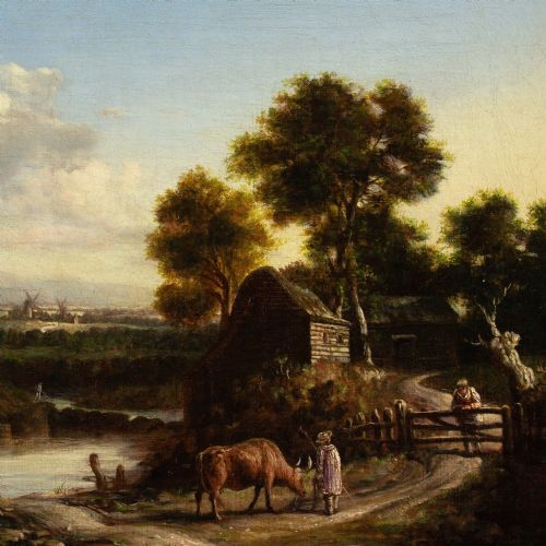 19THCENTURY ENGLISH SCHOOL LANDSCAPE WITH CATTLE CROSSING A FORD - ADDITIONAL PHOTO 7