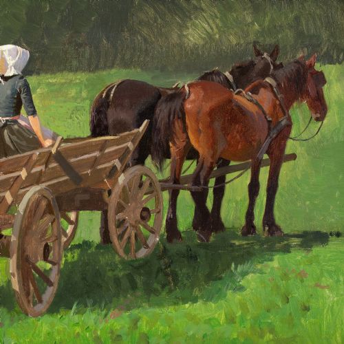 FRANTS HENNINGSEN STUDY FOR THE HARVESTERS ANTIQUE OIL PAINTING - ADDITIONAL PHOTO 5