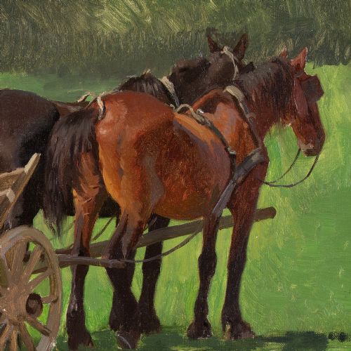 FRANTS HENNINGSEN STUDY FOR THE HARVESTERS ANTIQUE OIL PAINTING - ADDITIONAL PHOTO 6
