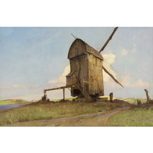 HARRY KLUGE LANDSCAPE WITH WINDMILL OIL PAINTING - ADDITIONAL PHOTO 3