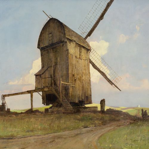 HARRY KLUGE LANDSCAPE WITH WINDMILL OIL PAINTING - ADDITIONAL PHOTO 6