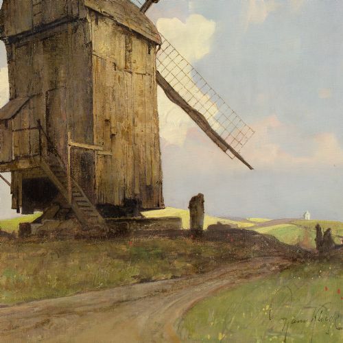 HARRY KLUGE LANDSCAPE WITH WINDMILL OIL PAINTING - ADDITIONAL PHOTO 7