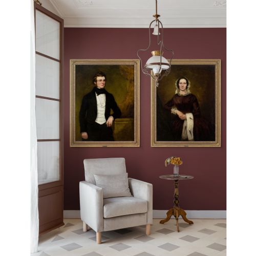 MID19THCENTURY ENGLISH SCHOOL WEDDING PORTRAITS OF JOSEPH HARRIET JOHNSON ANTIQUE OIL PAINTING - ADDITIONAL PHOTO 4