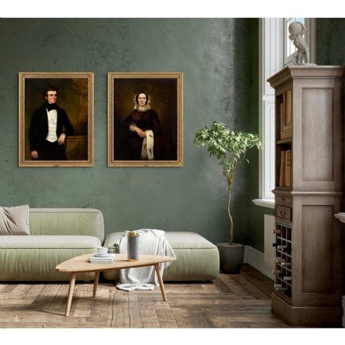 MID19THCENTURY ENGLISH SCHOOL WEDDING PORTRAITS OF JOSEPH HARRIET JOHNSON ANTIQUE OIL PAINTING - ADDITIONAL PHOTO 5
