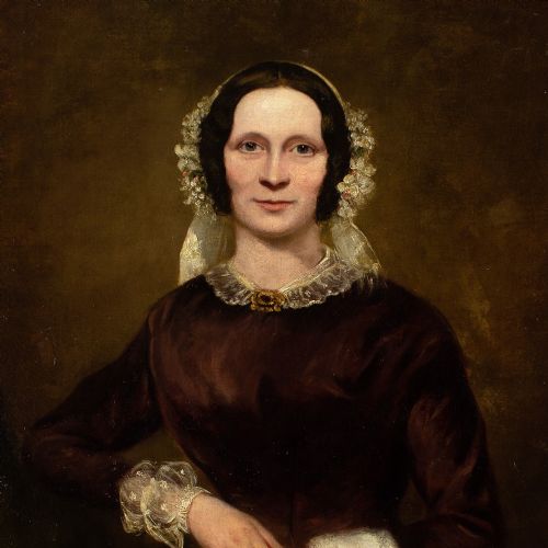 MID19THCENTURY ENGLISH SCHOOL WEDDING PORTRAITS OF JOSEPH HARRIET JOHNSON ANTIQUE OIL PAINTING - ADDITIONAL PHOTO 8