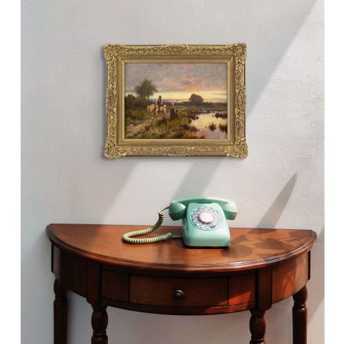 JOSEPH PAULMAN RETURNING AT TWILIGHT ANTIQUE OIL PAINTING - ADDITIONAL PHOTO 1