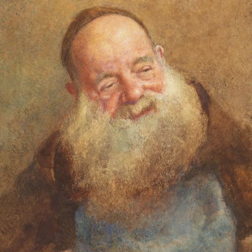 WILLIAM JOHN WAINWRIGHT RWS RBA AN ELDERLY CAPUCHIN WITH APRON ANTIQUE WATERCOLOUR - ADDITIONAL PHOTO 4