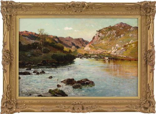 Alfred De Breanski Rba, the Valley of the Lledr - Evening - Antique Oil Painting