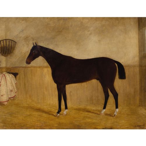 JAMES BLAZEBY INKERMAN IN A STABLE ANTIQUE OIL PAINTING - ADDITIONAL PHOTO 1