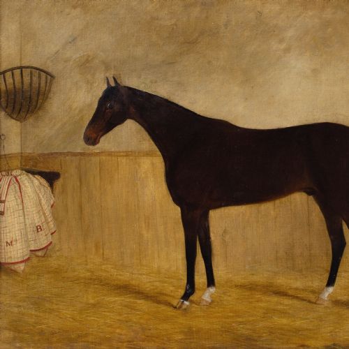 JAMES BLAZEBY INKERMAN IN A STABLE ANTIQUE OIL PAINTING - ADDITIONAL PHOTO 5