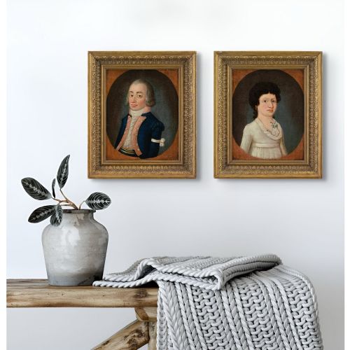 LATE 18THCENTURY FRENCH SCHOOL PAIR OF COMPANION PORTRAITS ANTIQUE OIL PAINTING - ADDITIONAL PHOTO 5