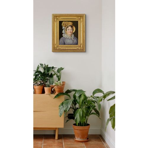 DOMINIQUE ERRA PORTRAIT OF A WOMAN WITH A STRAW BONNET ANTIQUE OIL PAINTING - ADDITIONAL PHOTO 2