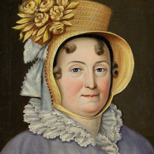 DOMINIQUE ERRA PORTRAIT OF A WOMAN WITH A STRAW BONNET ANTIQUE OIL PAINTING - ADDITIONAL PHOTO 4