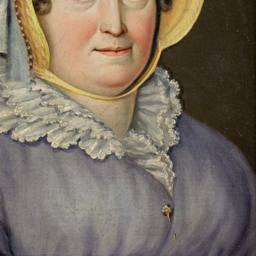 DOMINIQUE ERRA PORTRAIT OF A WOMAN WITH A STRAW BONNET ANTIQUE OIL PAINTING - ADDITIONAL PHOTO 6
