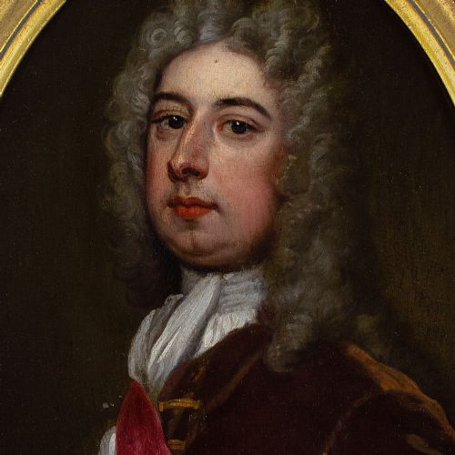 18THCENTURY ENGLISH SCHOOL PORTRAIT OF SPENCER COMPTON EARL OF WILMINGTON ANTIQUE OIL PAINTING - ADDITIONAL PHOTO 4