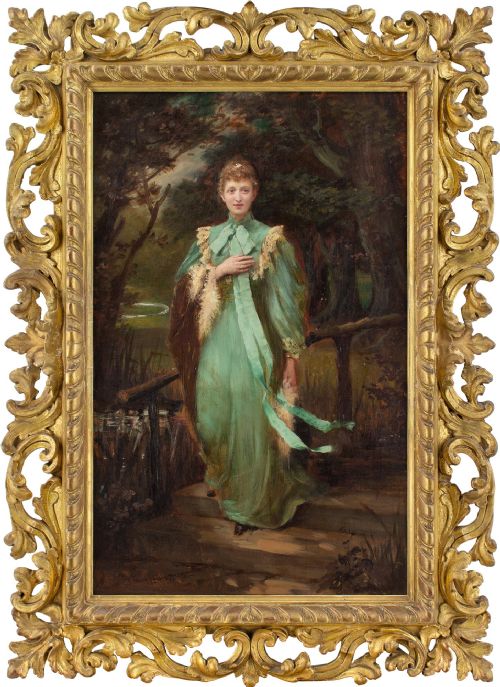 thomas benjamin kennington portrait of agnes chichester antique oil painting - CATEGORY: ANTIQUE ART - DATED 1890