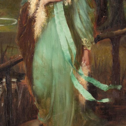 THOMAS BENJAMIN KENNINGTON PORTRAIT OF AGNES CHICHESTER ANTIQUE OIL PAINTING - ADDITIONAL PHOTO 7