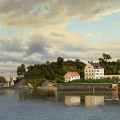 CARL AUGUST FAHLGREN HORNSBERG SUGAR FACTORY STOCKHOLM ANTIQUE OIL PAINTING - ADDITIONAL PHOTO 5