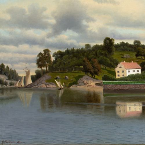 CARL AUGUST FAHLGREN HORNSBERG SUGAR FACTORY STOCKHOLM ANTIQUE OIL PAINTING - ADDITIONAL PHOTO 7