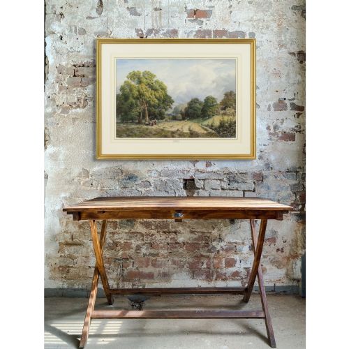 CHARLES DAVIDSON HAYMAKING LEWES SUSSEX ANTIQUE WATERCOLOUR - ADDITIONAL PHOTO 4