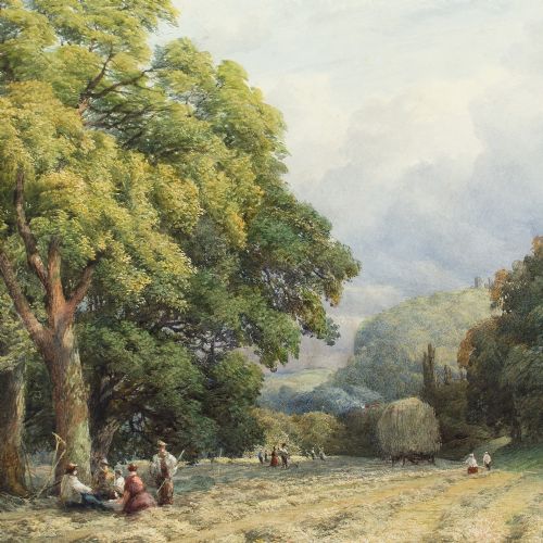 CHARLES DAVIDSON HAYMAKING LEWES SUSSEX ANTIQUE WATERCOLOUR - ADDITIONAL PHOTO 5