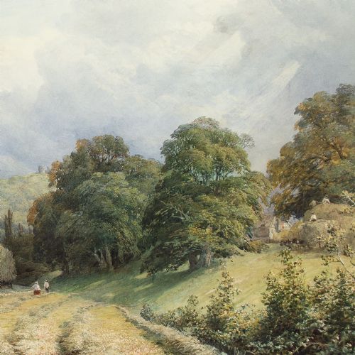 CHARLES DAVIDSON HAYMAKING LEWES SUSSEX ANTIQUE WATERCOLOUR - ADDITIONAL PHOTO 6