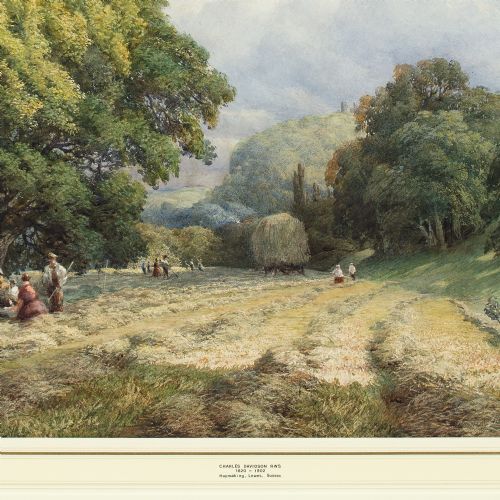 CHARLES DAVIDSON HAYMAKING LEWES SUSSEX ANTIQUE WATERCOLOUR - ADDITIONAL PHOTO 8