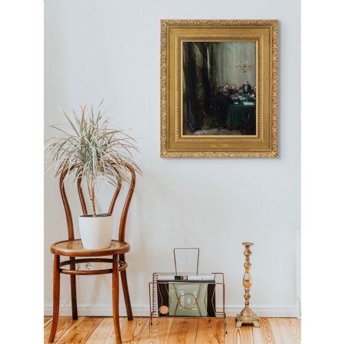 CYRUS CUNEO ROI THE GREEN TABLE ANTIQUE OIL PAINTING - ADDITIONAL PHOTO 3