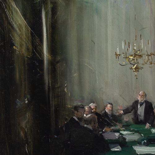 CYRUS CUNEO ROI THE GREEN TABLE ANTIQUE OIL PAINTING - ADDITIONAL PHOTO 4