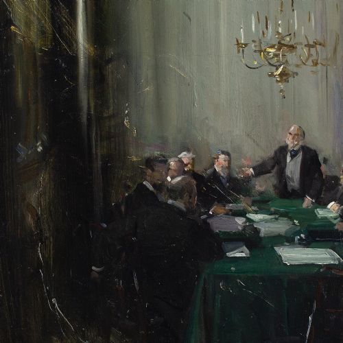CYRUS CUNEO ROI THE GREEN TABLE ANTIQUE OIL PAINTING - ADDITIONAL PHOTO 5