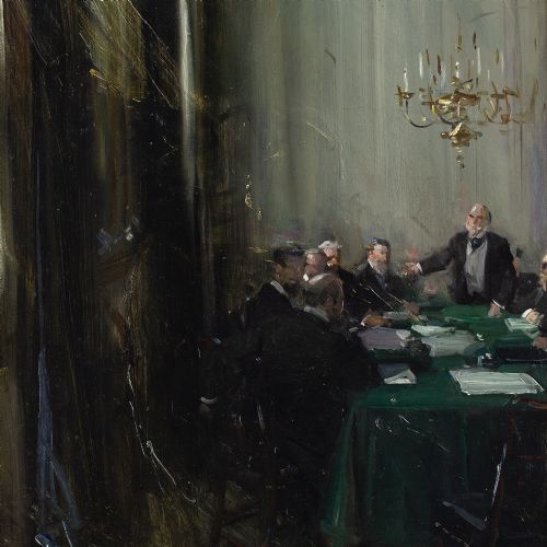 CYRUS CUNEO ROI THE GREEN TABLE ANTIQUE OIL PAINTING - ADDITIONAL PHOTO 6